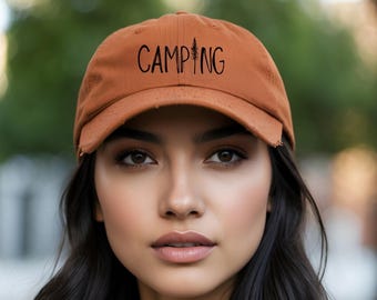 Distressed Camping Cap: Unisex Cotton Twill Hat