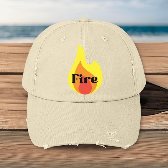 Distressed Fire Graphic Cap: Unisex Cotton Twill Baseball  display picture 2