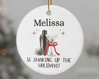 Personalized Martini Christmas Ornament: Custom Ceramic Cocktail Gift
