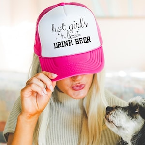 Hot Girls Drink Beer Trucker Cap, Fun Summer Hat, Beer Lover Gift, Beach Hat, Girls Trip, Bach Party Hat, Colorful Music Festival Apparel