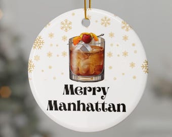Merry Manhattan Cocktail Christmas Ornament: Festive Bar Decoration