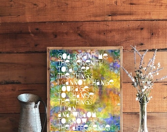 Serenity Prayer Art Print, Inspirational Home Decor (8x10)