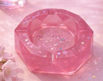 Pink Resin Ashtray, Handmade Glitter Ashtray, Cute Aesthetic Ash Tray, Gift for Her, Home Decor