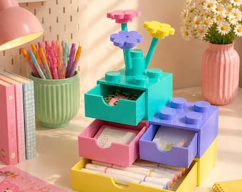 Kawaii Desk Organizer, Pastel Desk Storage, Cute Drawer Organizer, Aesthetic Desk Decor