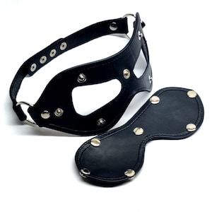 Unisex Black Leather Mask with Adjustable Design leather gear men
