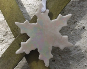 Snowflake Decoration - Stocking Filler - Snowflake Ornament - Christmas Tree Decorations - Xmas Tree Decoration, Ceramic Christmas Ornaments