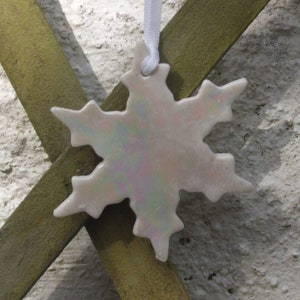 Snowflake Decoration - Stocking Filler - Snowflake Ornament - Christmas Tree Decorations - Xmas Tree Decoration, Ceramic Christmas Ornaments