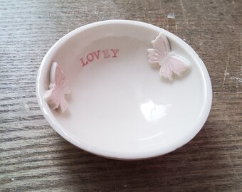 Personalised butterfly bowl, gift for her, jewellery dish, butterfly gift, easter gifts