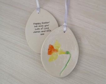Easter Gift - Letterbox Gift - Easter Decoration - Daffodil - Easter Egg Decor - Easter Tree Ornament - Personalised
