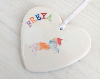 Personalised Unicorn Ornaments, Customised rainbow gift  Personalised Gift, Unicorn Decorations Personalized Best Friend Gifts Easter gifts