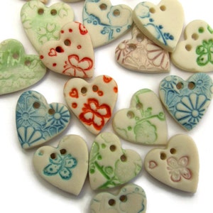 Heart Buttons - Scrapbook Embellishments - Buttons for Sewing - Handmade heart shape  button - Heart embellishments -  Buttons UK