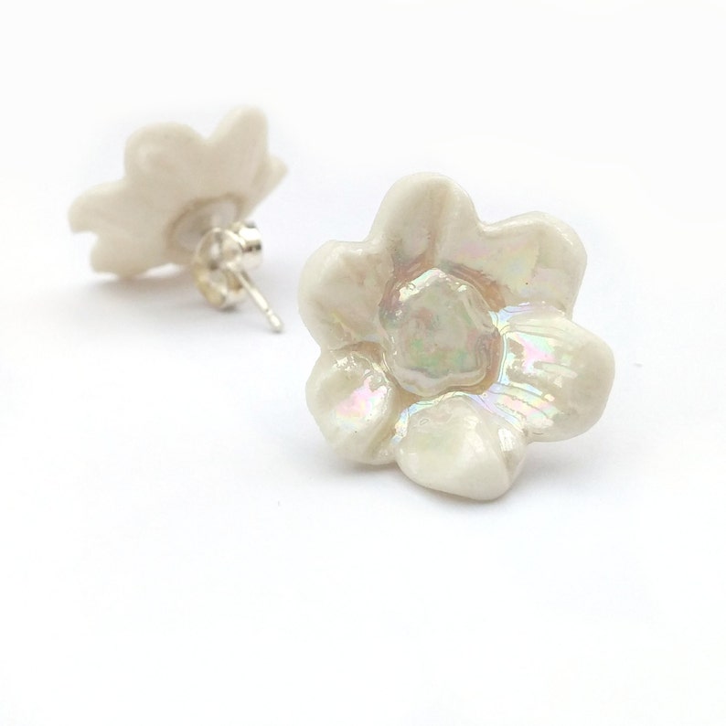 Easter gift, Earrings Gift For Sister, Earrings Gift for Best Friend, Pearl Flower Studs, Flower Studs, Pearl Stud Earrings, Floral Earrings image 1