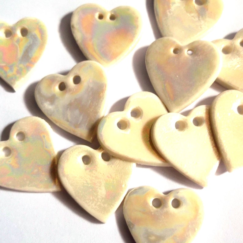 Heart Buttons Ceramic Button Pottery Buttons Handmade buttons Sewing Buttons Mother of Pearl Buttons Buttons for Craft Projects image 2