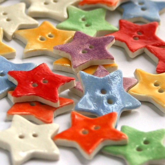 Stars Button Collection: Artisan Ceramic Buttons - Decorative Star But