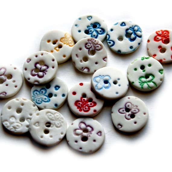 Ceramic Button Round Buttons Handmade Button Porcelain Buttons Buttons for  Crafts Butterfly Button Mothers Day Gift 