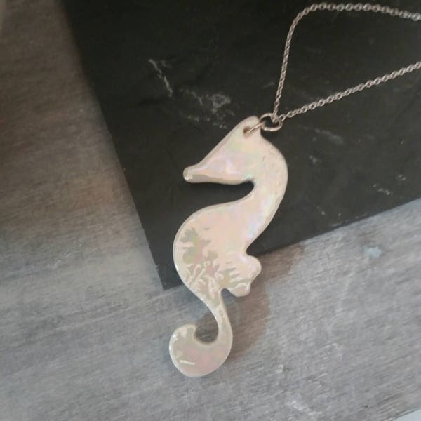 Seahorse Necklace Gift For Sister - ceramic necklace - Beach Jewellery  Christmas Gift