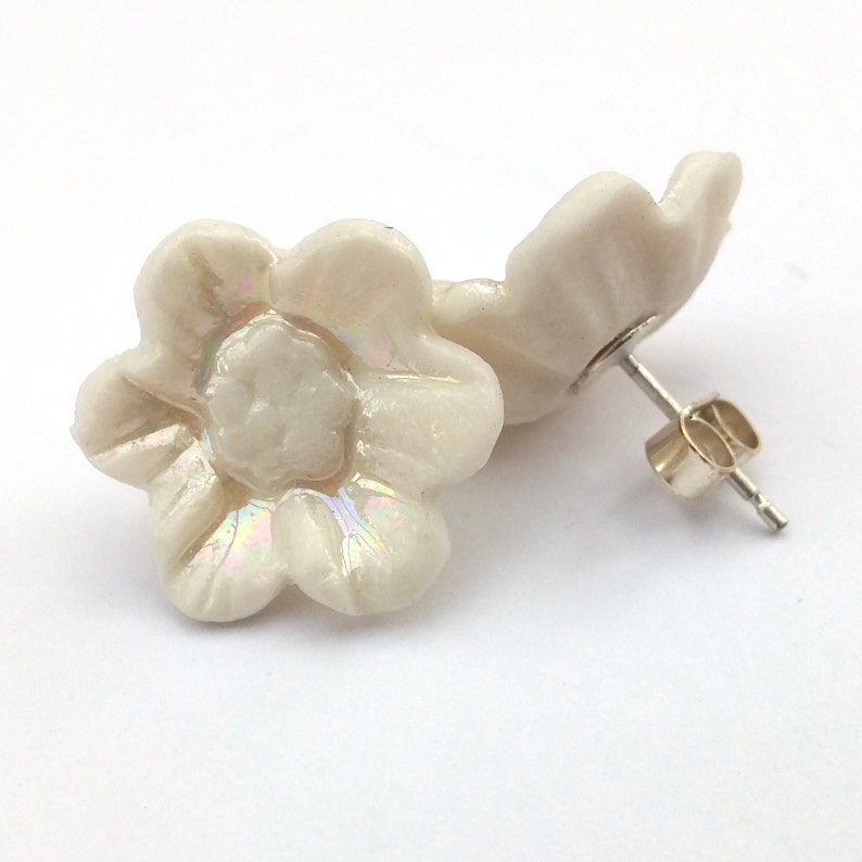 Easter gift, Earrings Gift For Sister, Earrings Gift for Best Friend, Pearl Flower Studs, Flower Studs, Pearl Stud Earrings, Floral Earrings image 2