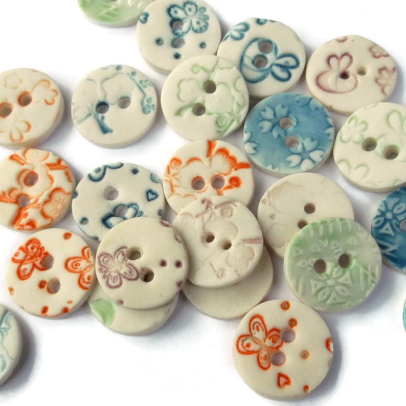 Craft Gifts for Crafters - Round Buttons - Ceramic Buttons - Craft Buttons  Ceramic Round Buttons  Unique Button  Porcelain Button Xmas Gift 