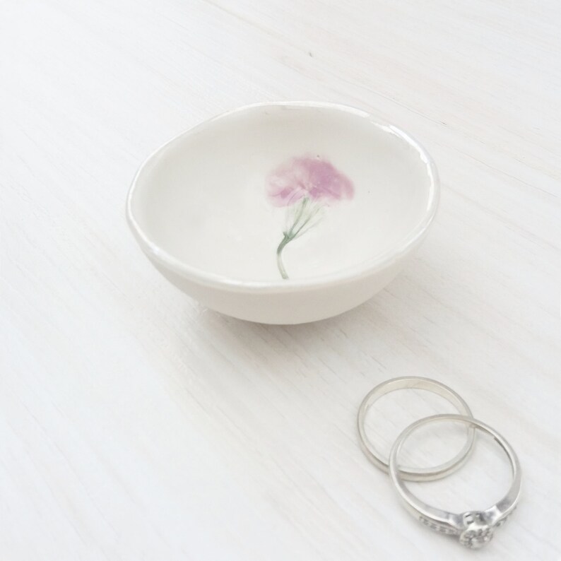 Ring Dish Ring Holder Bowl Birthday Gift for Her Christmas gift Jewellery Holder Pressed Flower jewelry holder image 1