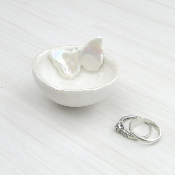 Butterfly Ring Holder Dish for jewellery - Ceramic Ring Dish -Tiny Earring bowl Mindfulness Gift - Christmas gift for her