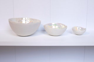 Melissa Ceramics Pearl Glazed Set of Decorative Bowls