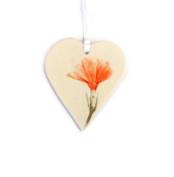 Coeur Pressé de Porcelaine Fleur, Cadeau Secret Santa Pour Des Femmes, Décor d'automne Merci Thanksg