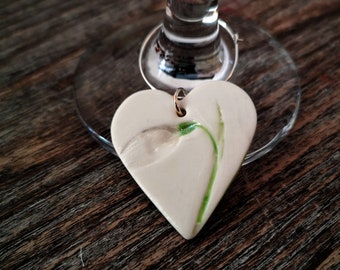 Snowdrop Wine Charm - Pressed Flower Gift - Christmas gift- Birthday Gift for Mum - Wine Glass Charm