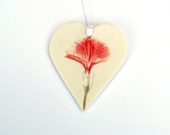 White Heart Hanging Decoration - Heart Ornaments - Hanging Hearts - Heart Gift - Country Home Decor Gift - Mothers Day Gift