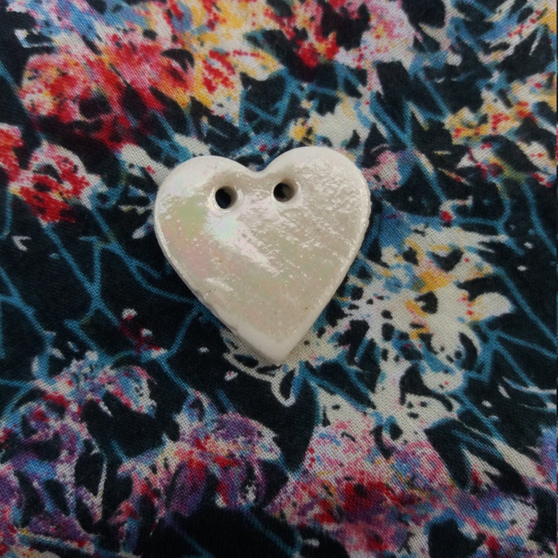 Heart Buttons Ceramic Button Pottery Buttons Handmade buttons Sewing Buttons Mother of Pearl Buttons Buttons for Craft Projects image 4