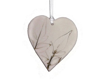 Hanging Heart Decoration - Leaf Decor heart Ornament - Teacher Thank You Gifts - Botanical Art - Nature - Gifts for Gardeners Christmas gift