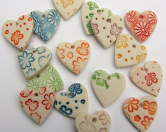 Heart Pendant - Jewellery Making Pendants - scrapbooking -  crafts - Price is per button - jewelry beads - Heart Bead -  Ceramic