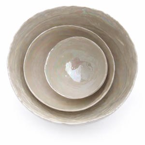 Set of Pearl Ceramic Bowls - SALE SECONDS -  Gift for Parents - 30th Anniversary Gift - Pearl Wedding Gift - Pottery Anniversary