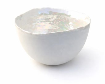 Handmade Porcelain Pearl Bowl - SALE SECOND (misshapen) - Birthday Gift for Her - Wedding Gift Interior Home Decor - Pearl Anniversary Gift