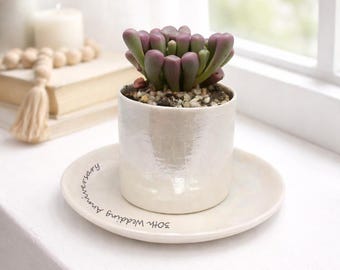 Personalised Gift 30th Wedding Anniversary Gift for Parents, Pearl Anniversary Present, Cactus Pot, Succulent pots, Nan Gifts