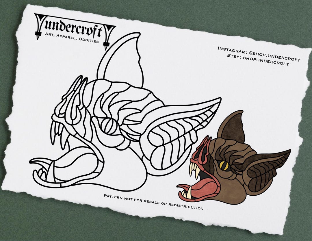 Vampire Bat Stained Glass Pattern. PDF Digital Download. Spooky ...