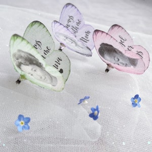 Silk Butterfly pin | Personalised photo gift| Mothers day gift