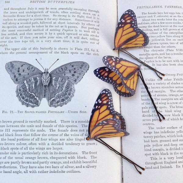 Delicate Monarch Butterfly Hair Pin | Beautiful Gift Idea for Her | Silk Anniversary Present