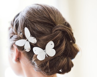 Pinces à cheveux papillon en soie | Accessoires pour cheveux de mariage bohème | Cadeau pour une mariée