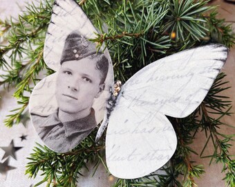 Personalised Photo Butterfly: Silk and Crystal keepsake, Meaningful Christmas Gift.