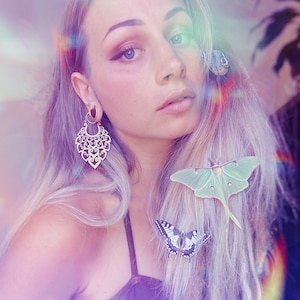 Silk Luna Moth hair clip: Whimsy Goth handcrafted hair accessory