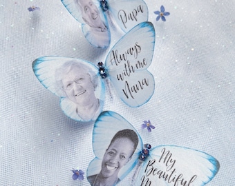 Personalized Silk Butterfly Pin: Bridal Bouquet Charm, Memorial Keepsake