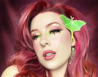 Silk Luna Moth hair clip