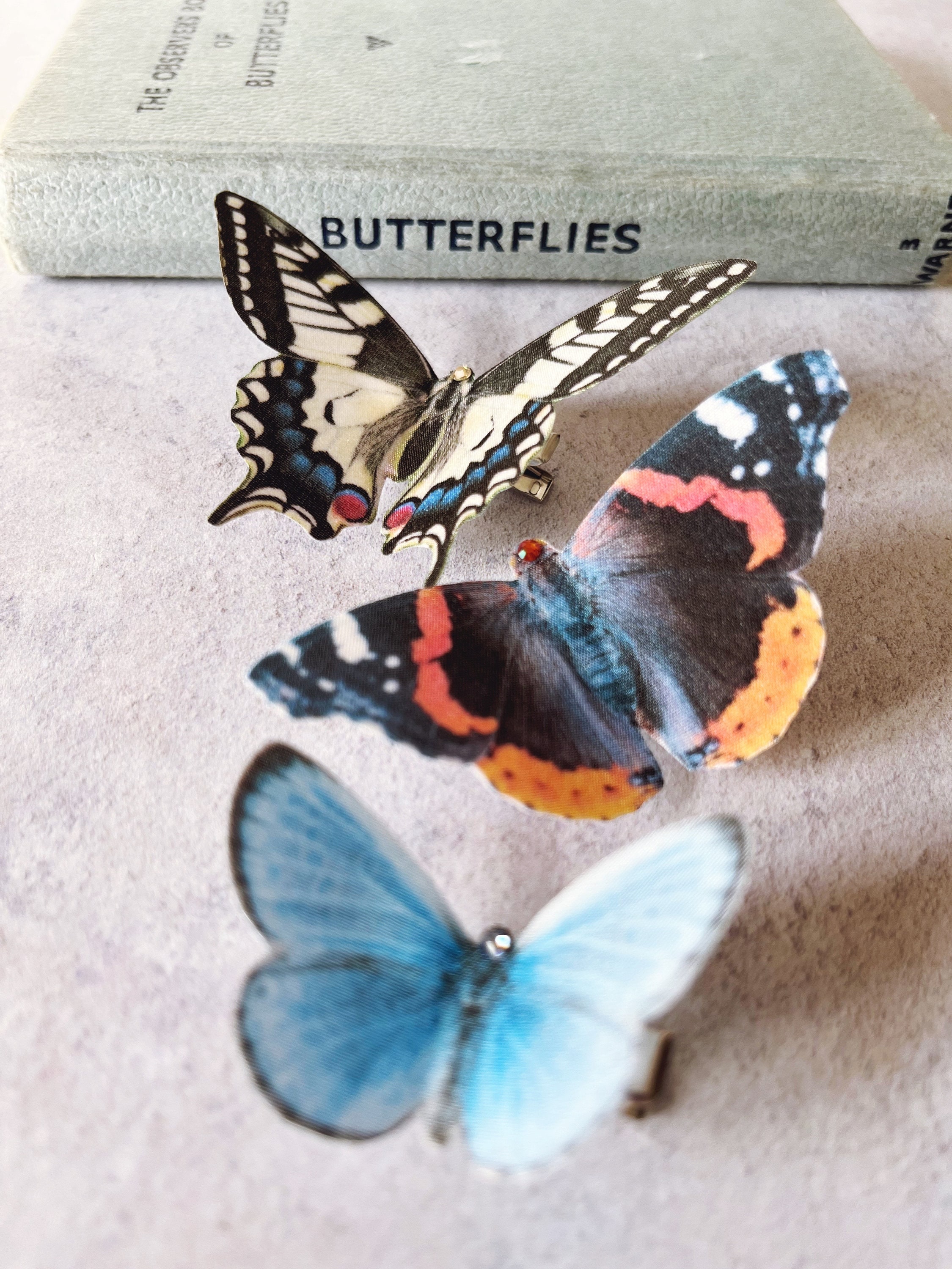 Silk Butterfly Hair Clips: Set of Three British Butterflies  display picture 3
