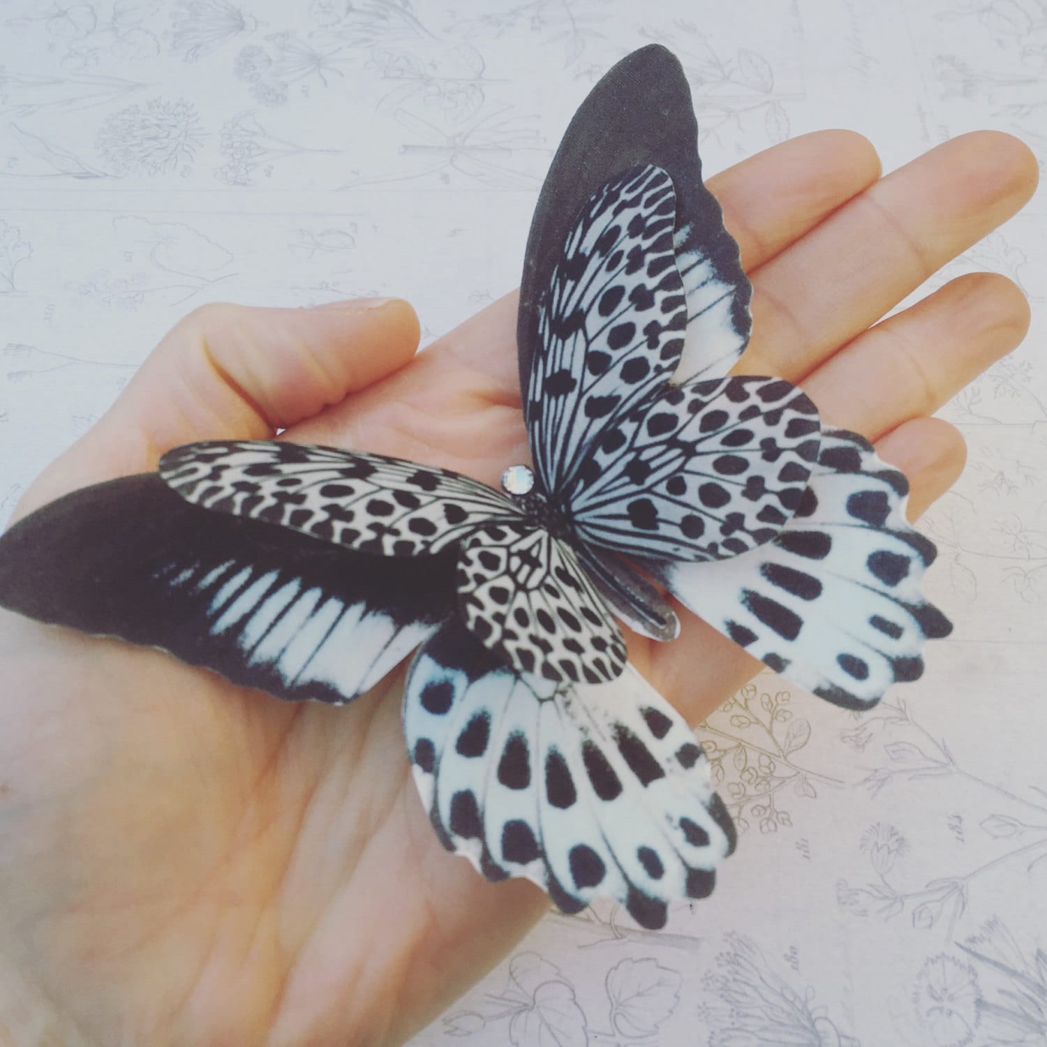 Handmade black feather silver sparkle spiderweb butterfly moth hair clips Black feather silver sparkle spiderweb | Mercari main image 3