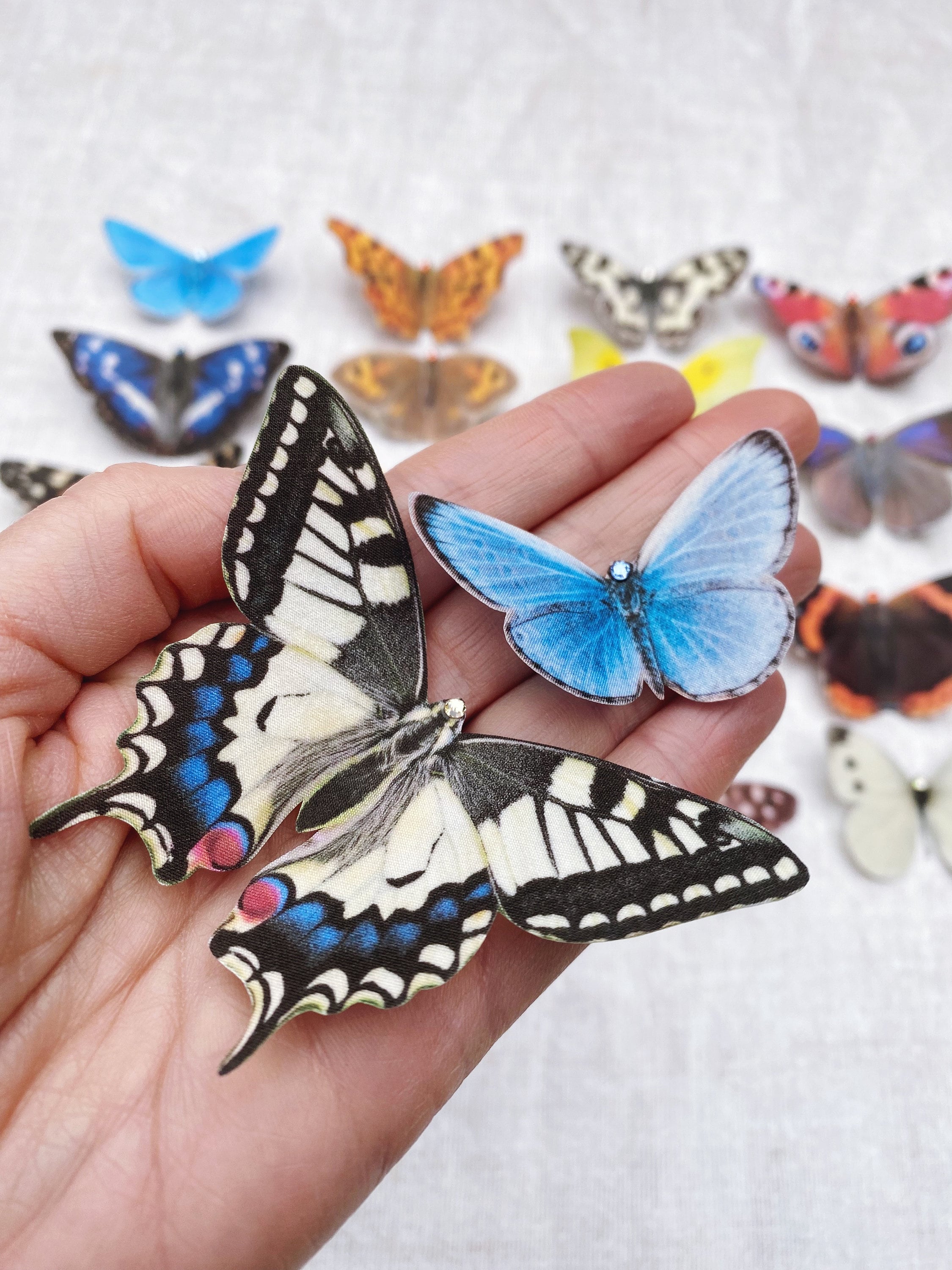 GORGEOUS! Set of Three Super Realistic Silk Butterfly handmade Hair Clips! Silk Butterfly Hair Clips: Set of Three British Butterflies  main image 4