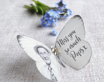 Personalised silk butterfly brooch pin | Wedding keepsake gift | Gift for the bride