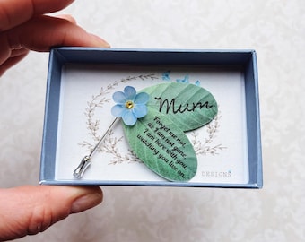 Pin de nomeolvides personalizado - Recuerdo de seda hecho a mano - En caja de regalo