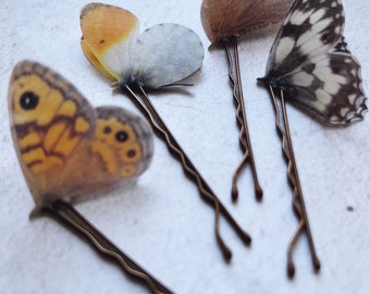 Silk Butterfly hair pins, country & barn wedding accessory