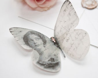Colgante conmemorativo de mariposa para ramo, recuerdo de boda personalizado, mariposa de seda con foto, regalo de recuerdo nupcial