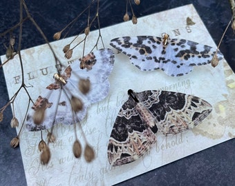 Silk moth hair clips | Set of three | Gothic gift